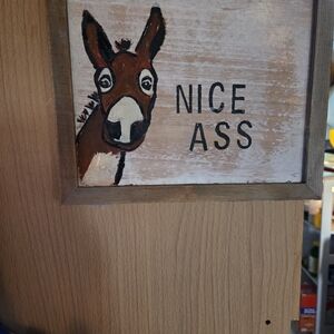 Rustic Donkey Hand Crafted Double SidedWall Sign "Seat Your Self" And Nice Ass